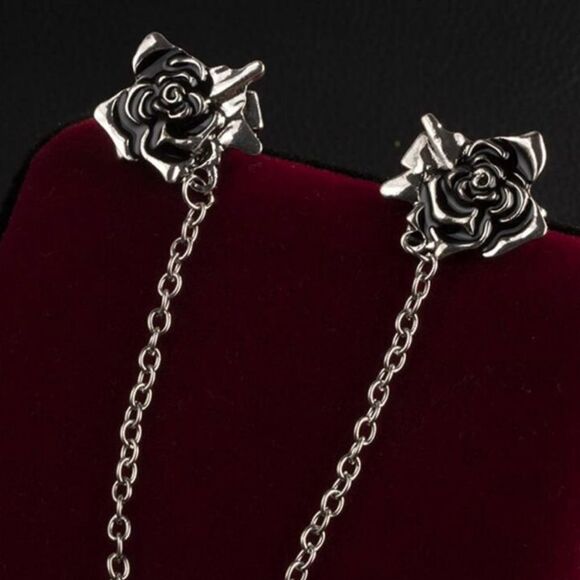 Vintage Inspired Rose Collar Pin/ Sweater Pin/ Brooch, Silver Tone, Engr… - Picture 2 of 4